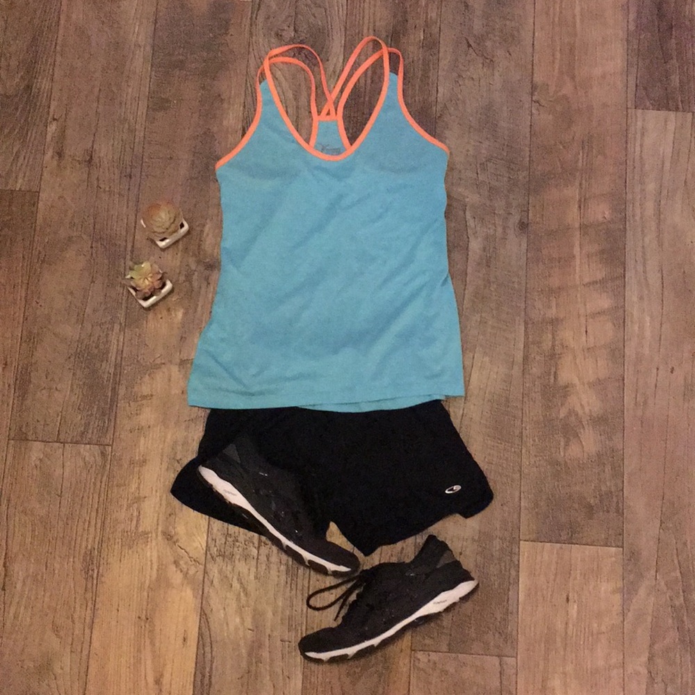 Old navy baby blue and orange work out top